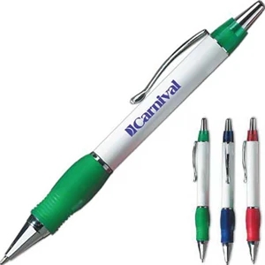 Royal - White Barrel Plunger Action Ballpoint Pen With Soft Grip And Black Ink