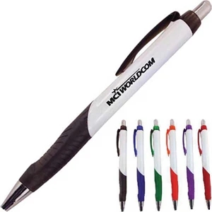 Zuni - White Barrel Click Pen With Translucent Clips And Chrome Accents