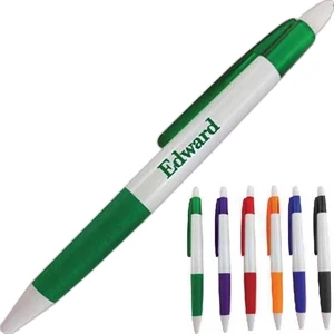 Seminole - White Barrel Click Pen With Colored Accents And Comfort Grip