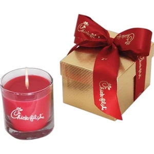 Andromeda - Gift Box And Customized Ribbon With Wax Aromatherapy Candle In 8 Oz. Frosted Glass