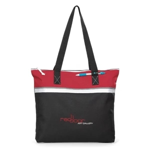 Muse - Red - Convention Tote Bag With Large Capacity Compartment And Zippered Closure