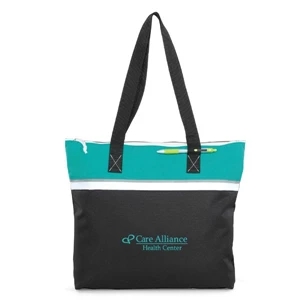 Muse - Turquoise - Convention Tote Bag With Large Capacity Compartment And Zippered Closure