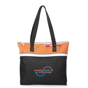 Muse - Tangerine Orange - Convention Tote Bag With Large Capacity Compartment And Zippered Closure
