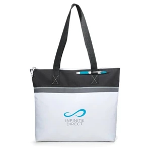 Marina - Black - Convention Tote Bag With Zippered Closure And 26" Shoulder Straps