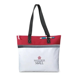 Marina - Red - Convention Tote Bag With Zippered Closure And 26" Shoulder Straps