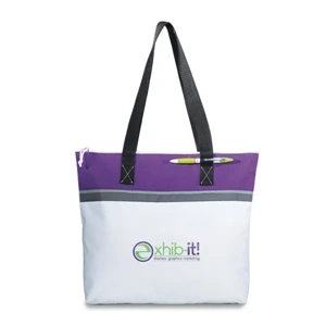 Marina - Purple - Convention Tote Bag With Zippered Closure And 26" Shoulder Straps