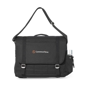 Heritage Supply (tm) - Black - Cotton Computer Messenger Bag With Felt-lined Laptop Pocket