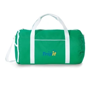 Varsity - Kelly Green - Retro Styling Duffel Bag With Top Zippered Closure