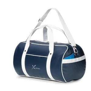 Navy - Retro Styling Leatherette Duffel Bag With Front And Side Slash Pockets