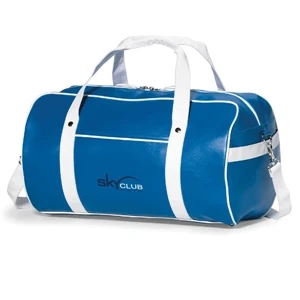 Pacific Blue - Retro Styling Leatherette Duffel Bag With Front And Side Slash Pockets