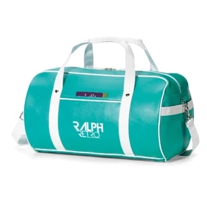 Turquoise - Retro Styling Leatherette Duffel Bag With Front And Side Slash Pockets