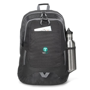 Maverick - Black - Computer Backpack With Diamond Weave Accents And Padded Laptop Pocket