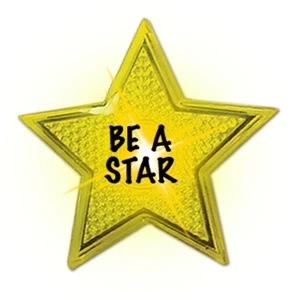 Buzstrobe - Yellow - Star Reflector Strobe Button With Push Button Activation