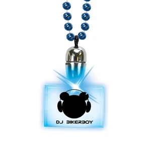 Blue - Rectangle - Tear Drop Blinking Pendant Necklace With Flashing Led