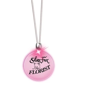 Round/pink Led - Frosted Glow Pendant. Constant Glow. Magnetic Safety Clasp