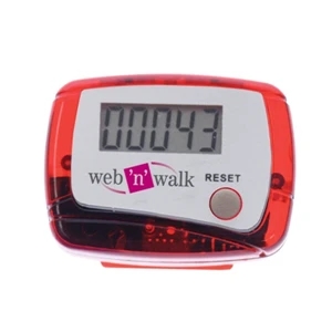 Red - Digital Read Display Pedometer With Step Count Up To 99,999 - Push Button Reset