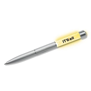 Buzpen (tm) - Yellow Bubble - Spring Clip Pen With Tiny Bubbles Embedded In The Barrel