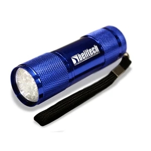 Super 9 - Blue - High Quality Ultra Bright White Led Metal Flashlight With 7" Nylon Wrist Strap
