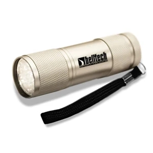 Super 9 - Silver - High Quality Ultra Bright White Led Metal Flashlight With 7" Nylon Wrist Strap
