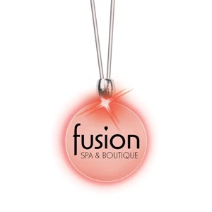 Round/red Led - Frosted Glow Pendant. Constant Glow. Magnetic Safety Clasp
