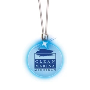 Round/blue Led - Frosted Glow Pendant. Constant Glow. Magnetic Safety Clasp