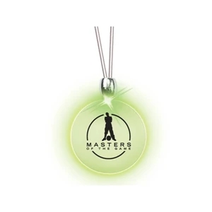Round/green Led - Frosted Glow Pendant. Constant Glow. Magnetic Safety Clasp