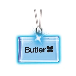 Rectangle/blue Led - Frosted Glow Pendant. Constant Glow. Magnetic Safety Clasp