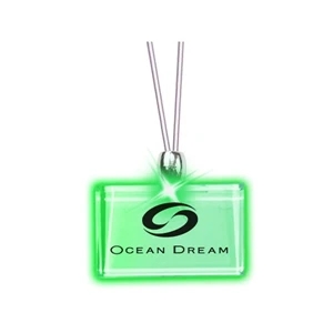 Rectangle/green Led - Frosted Glow Pendant. Constant Glow. Magnetic Safety Clasp