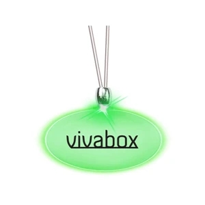 Oval/green Led - Frosted Glow Pendant. Constant Glow. Magnetic Safety Clasp