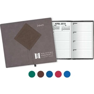 Duo Diamond - Gold Gilded Edges/map - Pocket Planner With Diamond Pattern And Black Ribbon Marker