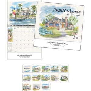 Kingswood Collection American Homes - Stitched Binding, 13 Month Calendar, Photos Of Houses