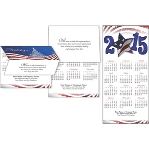Patriotic Flag 2-in-1 - Tri-fold Greeting Card To Calendar With Choice Of 3 Verses