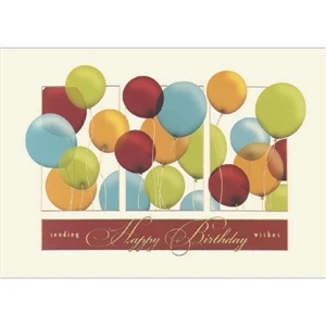 Greeting Card With "sending Happy Birthday Wishes" And Balloons On The Front