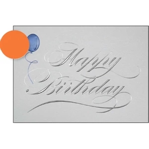 Greeting Card With "happy Birthday" Embossed In Silver Foil On The Front