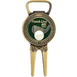 Custom Cast Zinc Alloy Divot Tool Bottle Opener With Die Struck Ball Marker