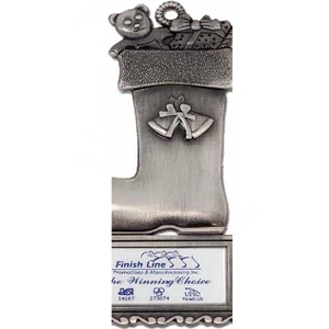 Printed - Toy-stuffed Boot - Holiday Ornaments With A Double Sided Design And Logo On One Side