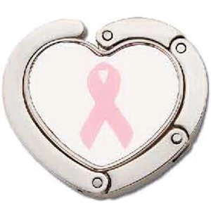 Stock Breast Cancer Awareness Ribbon Image And Heart Shape Foldable Purse Holder
