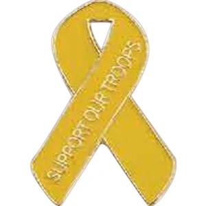 Support Our Troops (all Yellow) - 1" Iron Stock Patriotic Ribbon Awareness Lapel Pin
