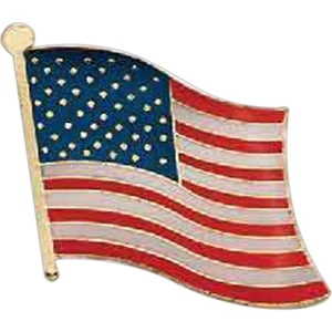 Stock American Flag Lapel Pin, Die Struck Iron, Soft Enamel, And Butterfly Clutch