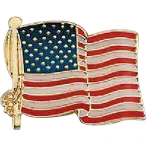 Stock Die Struck Iron American Flag Lapel Pin With Soft Enamel And Butterfly Clutch