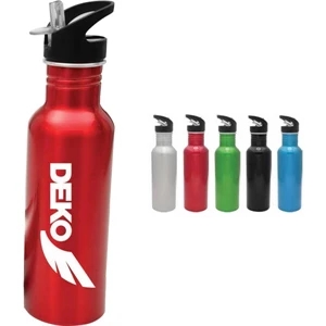 Silver - Lightweight Aluminum Water Bottle With Retractable Sipper Straw