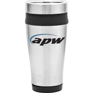 Travel 14 Oz Stainless Steel Exterior Tumbler/black Plastic Interior And Chrome Lid