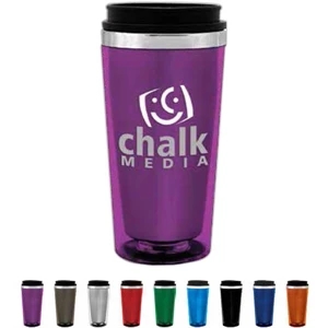 Orange - 16 Oz Tumbler With Transparent Acrylic Exterior & Insulated Stainless Steel Interior