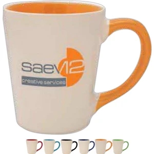 Lime Green Interior And Handle - 12 Oz Mug With Light Tan Satin Exterior And Colorful And Shiny Interior