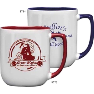 Standard Service - Ceramic 17 Oz White Duo-tone Mug With Blue Interior And Handle