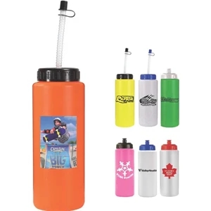 32 Oz. Wide Mouth Sports Bottle With Push And Pull Cap, Full Color Digital