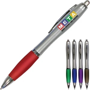 Silhouette - Satin Grip Pen, Silver Barrel With Contrasting Thumb Grips