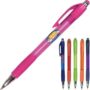 Mardi Gras - Grip Pen With Translucent Barrel And Matching Thumb Grip, Full Color Digital