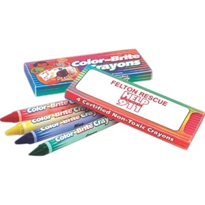 Color-brite - Box Of 4 Crayons, Color Smooth, No Waxy Build-up, Safe And Certified Non-toxic