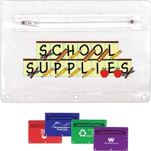 Colored Translucent, Vinyl Zippered Packet, Fits Standard 2 Or 3 Ring Binder
